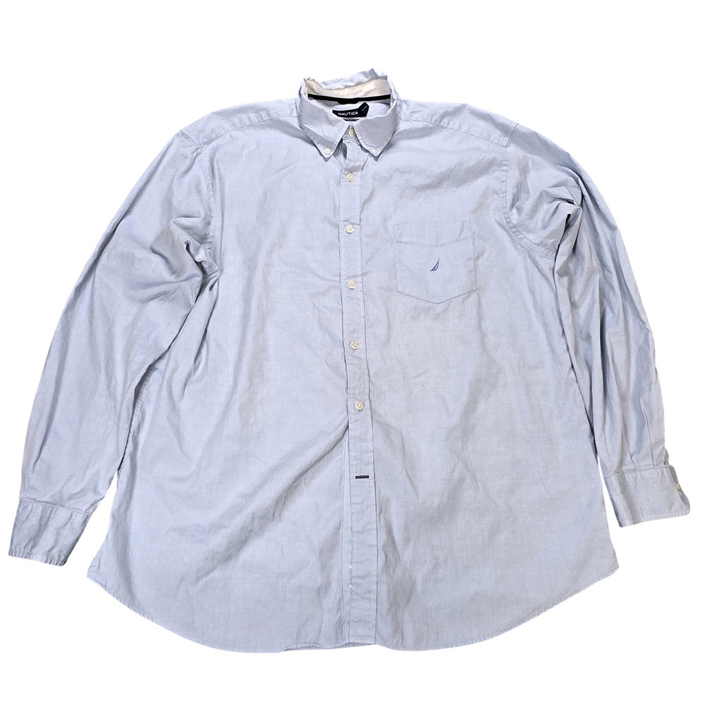 Nautica 80s Two-Ply Cotton Button Down Oxford Shirt Men's Size XL Light Blue